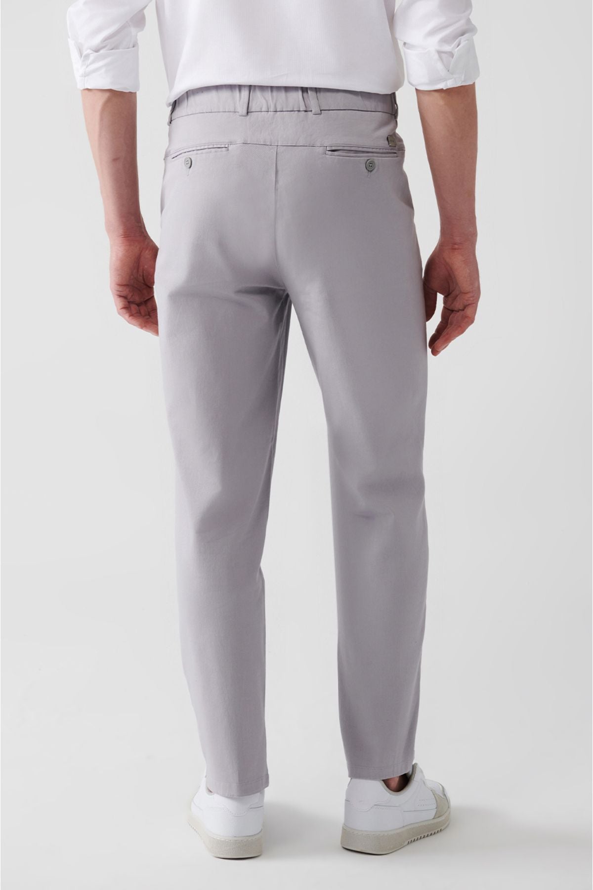 Men's gray rear waist with a rubber side chino pants with a pocket A31y3004