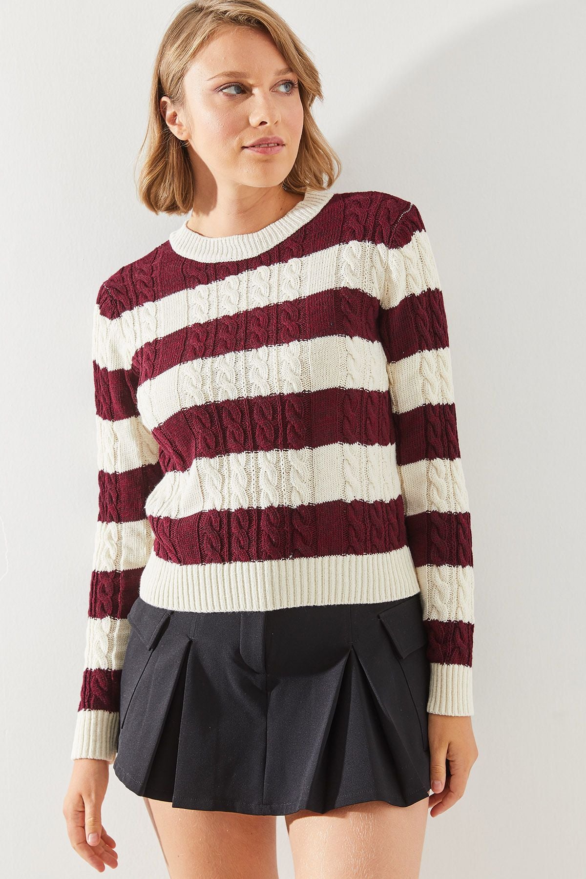 Female striped bike collar sweater 20247503