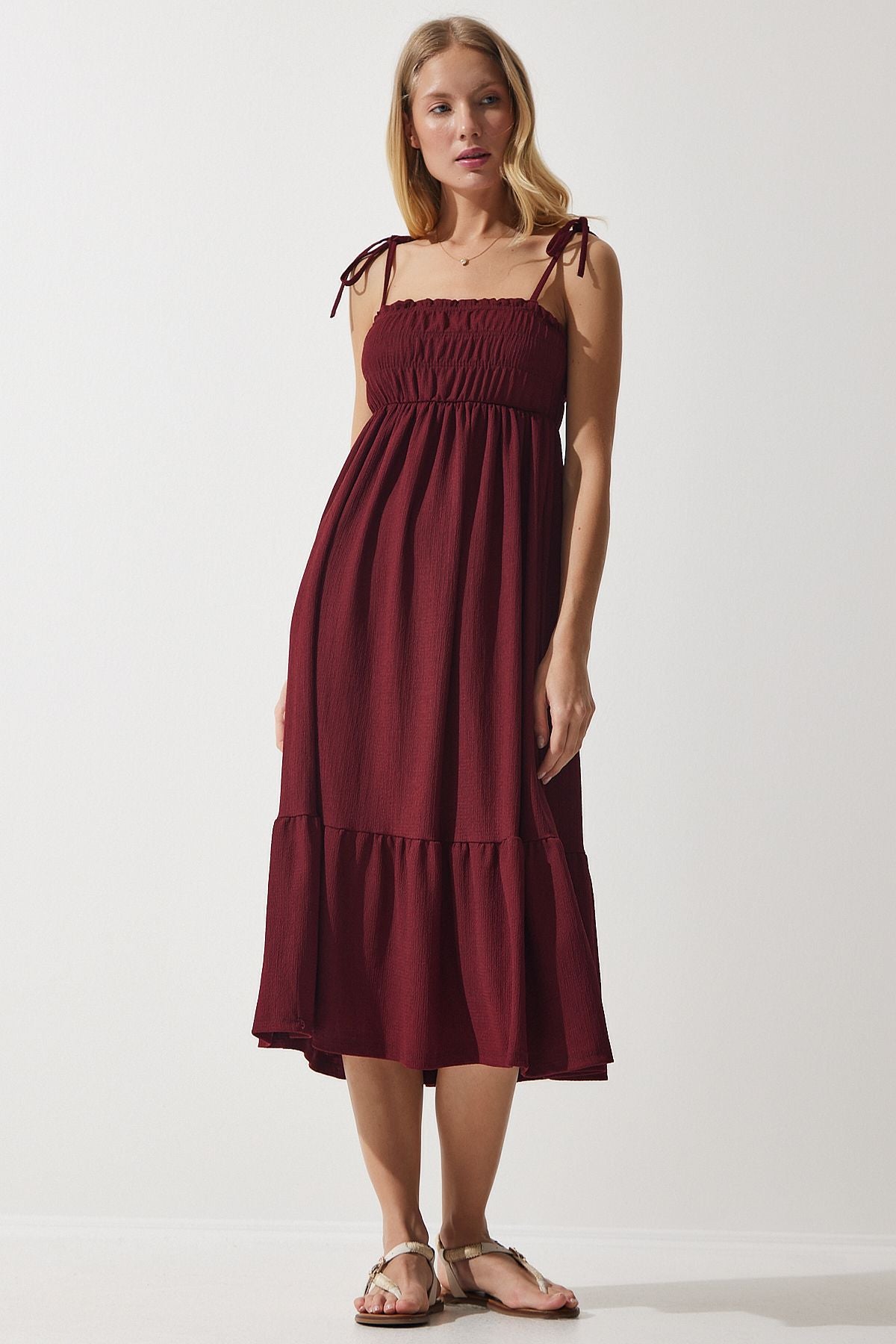 Women's Bordeaux Hanger Krinkil Summer Knitting Dress UB00250