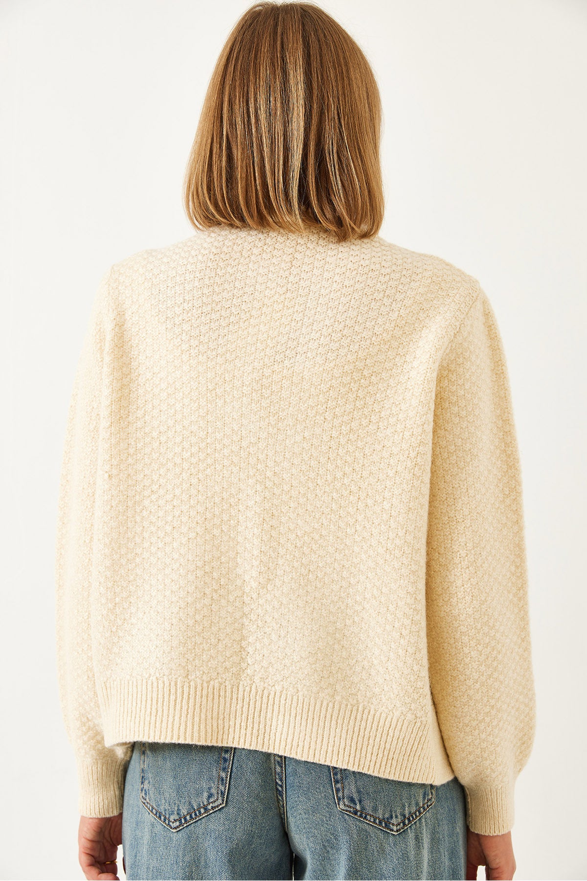 Women's Braided Buttoned Knitwear Cardigan 60031036