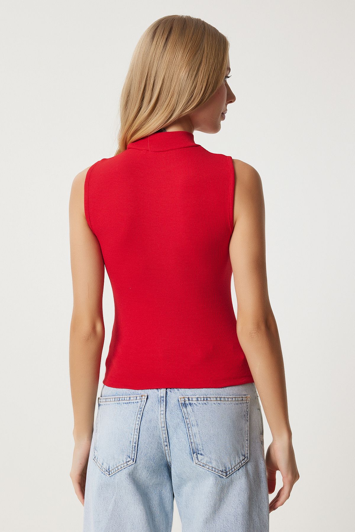 Woman Red Turtle Cotton Knitting Blouse GT00004