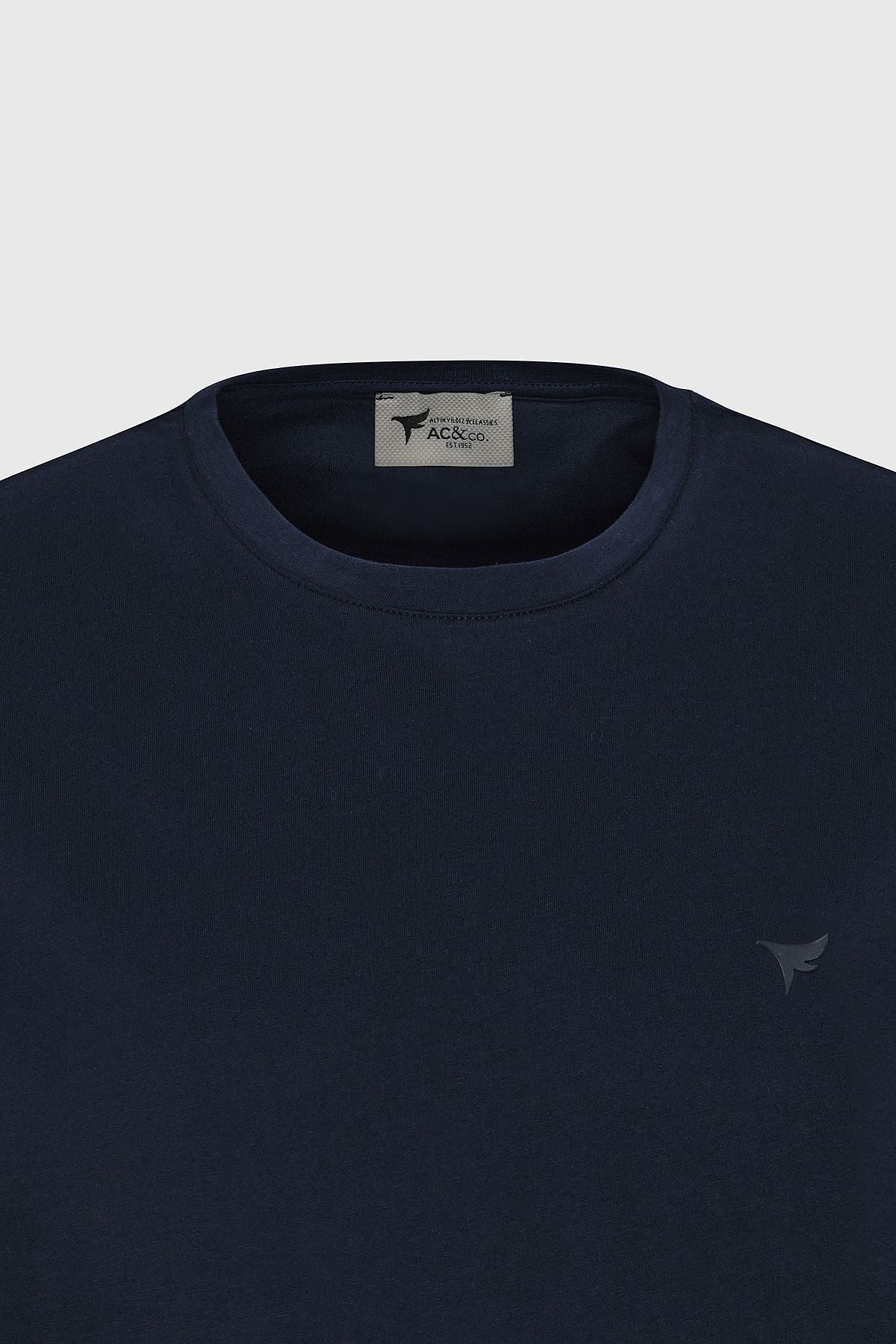 100 %Organic Cotton Men's Navy Blue Slim Fit Narrow Cut Cycling Bicycle Yaka T -shirt
