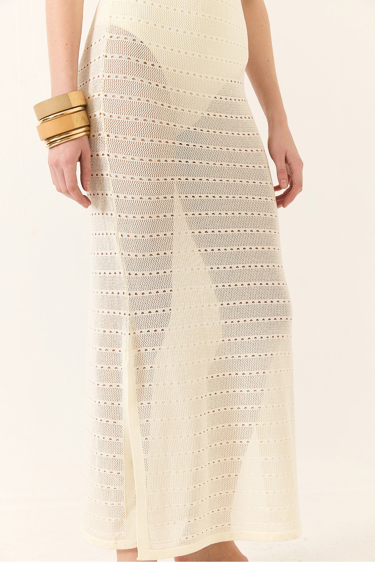 Women's V-Neck Slit Detailed Openwork Dress 60261558