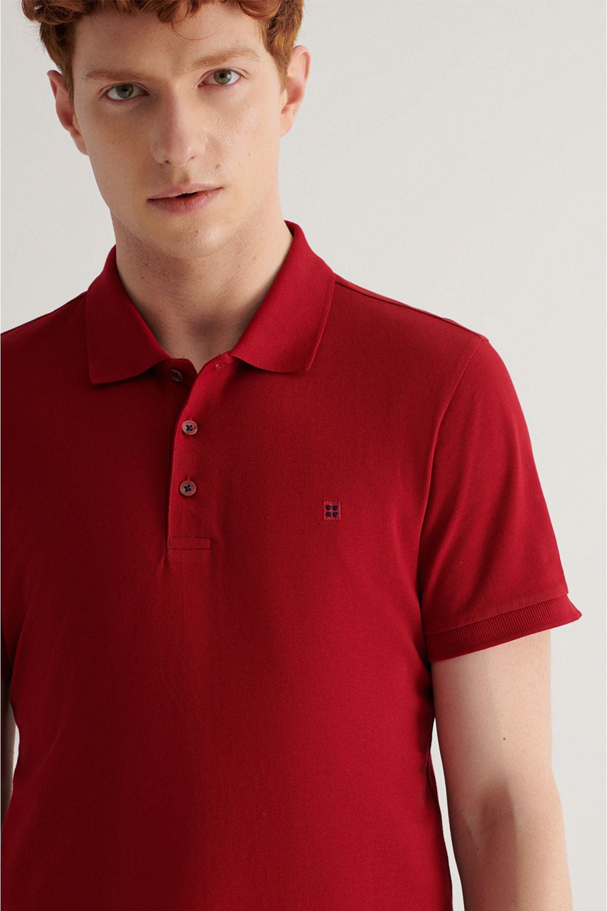 Men's Bordeaux 100 %Cotton Cool Polo Yaka T-Shirt E001004