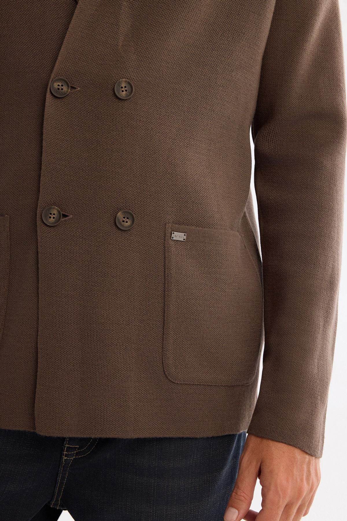 Men's mink mono collar cruishe bag pocket woolen knitwear jacket A42y5153