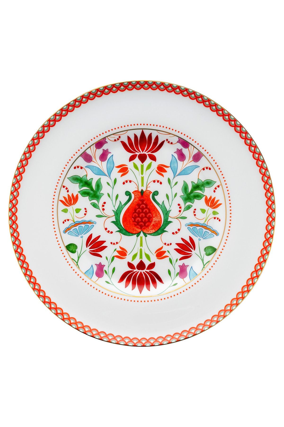 Istanbul Porcelain Pomegranate Fine Bone Service Plate Red 27 Cm