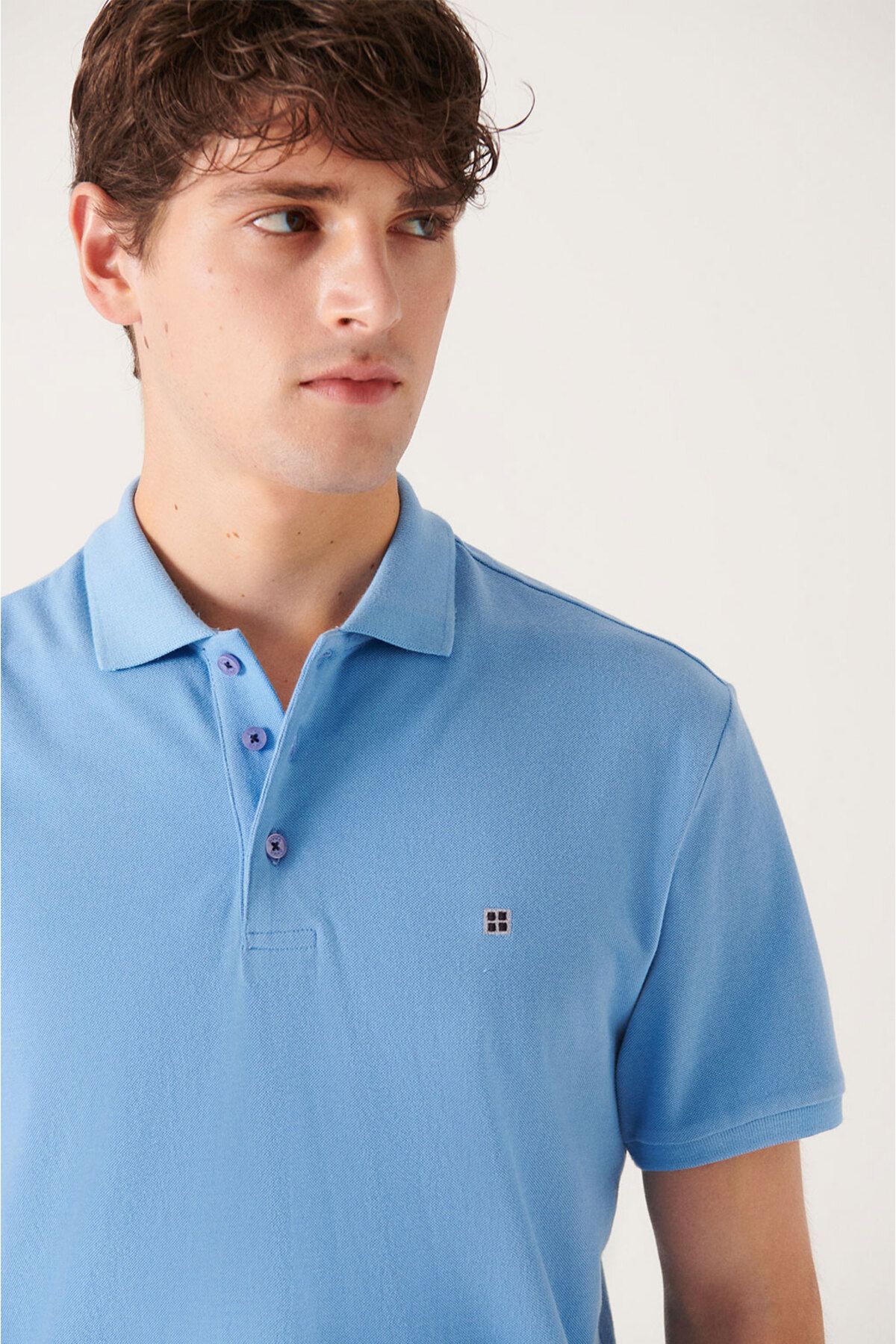 Men's blue 100 %cotton cool Polo Yaka T-shirt E001004