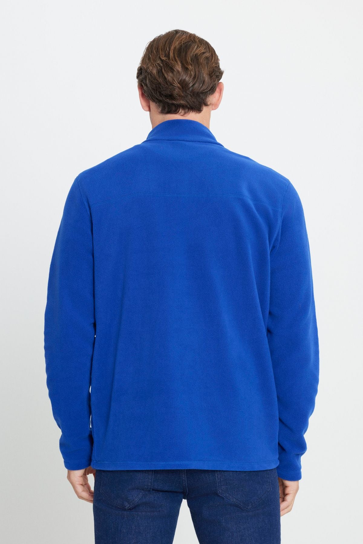 Men's Saks Blue Anti-Pilling Flufmail Heat Protecting Standard Fit Pergree Fleenery Polar Sweatshirt