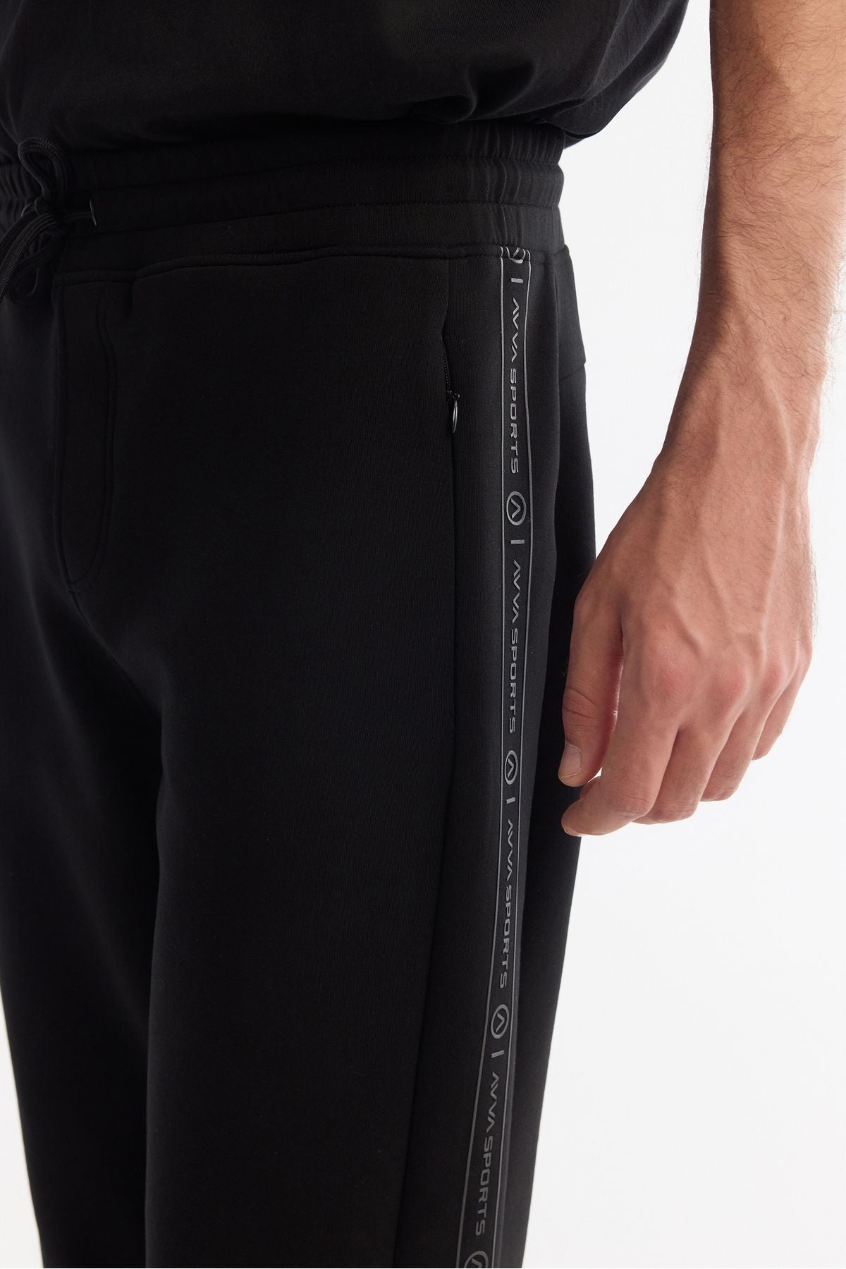 Men's Black Waist Elastan Elastan Service Six A42Y3418