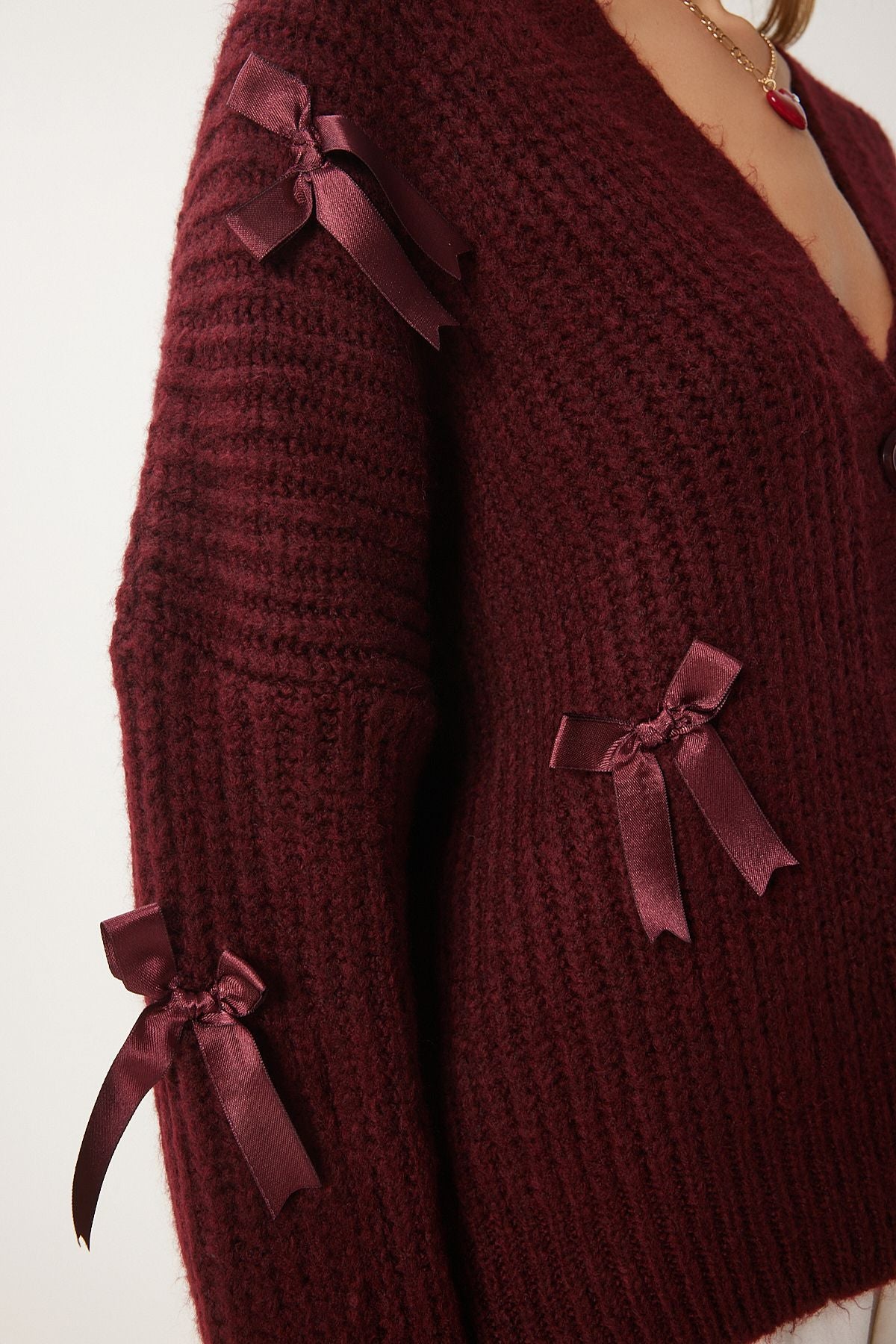 Women's Bordeaux Bow Triko Cardigan PF00095
