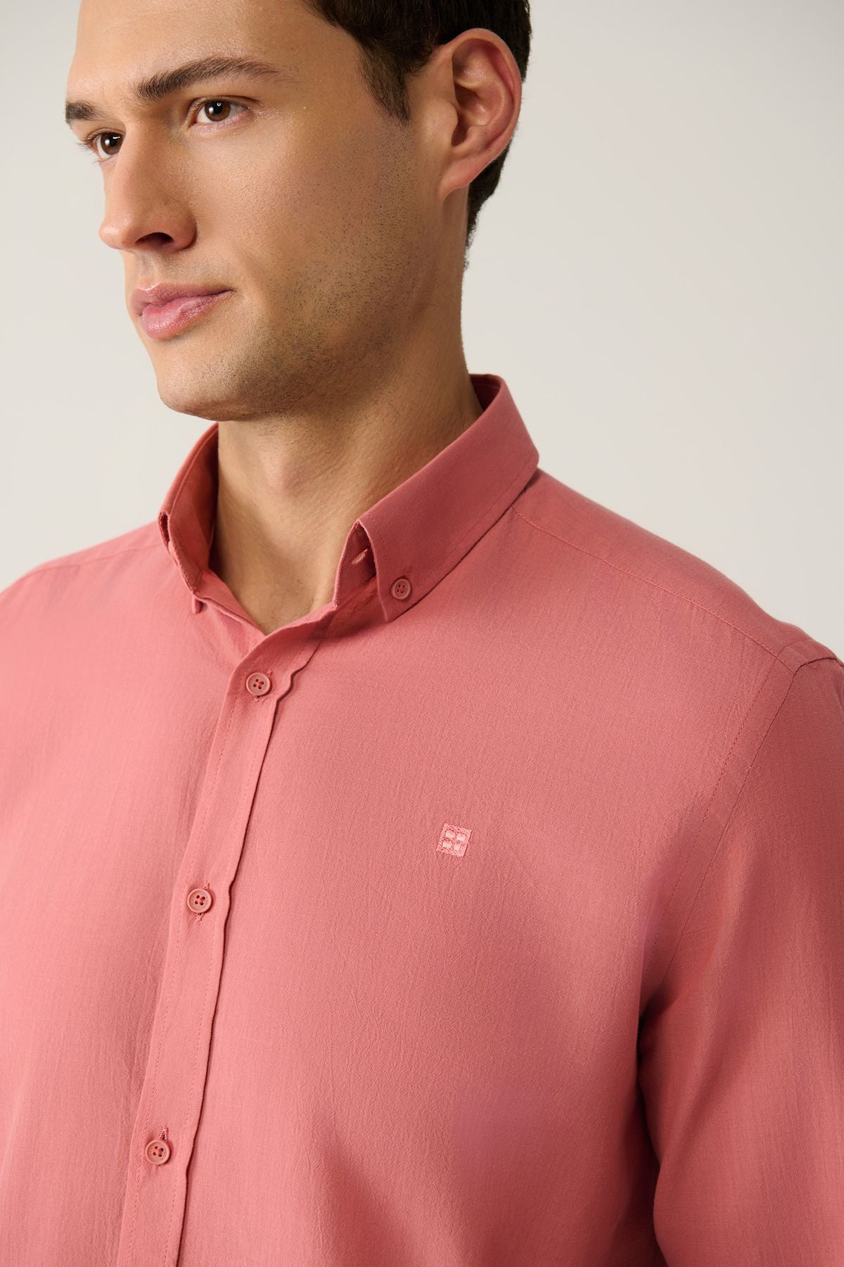 Men's Rose Drunk 100 %Cotton Futter Soft Key buttoned Neck Shirt E002206