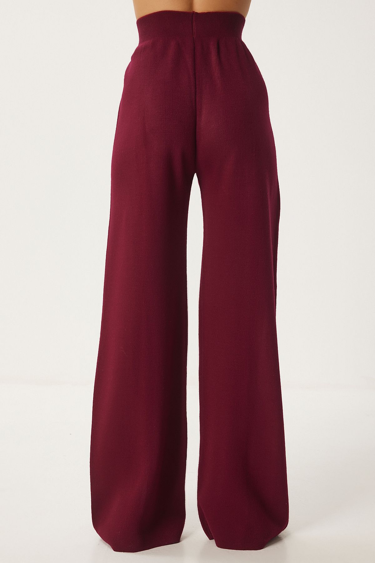 Woman Bordeaux Stylish Knitwear Cossack Pants Set Mu00012