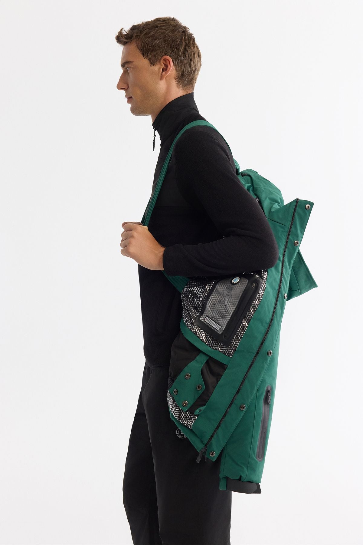 Men's Green Hopper Water Protector Windproof -20 degrees resistant inflatable ski coat A42y6159