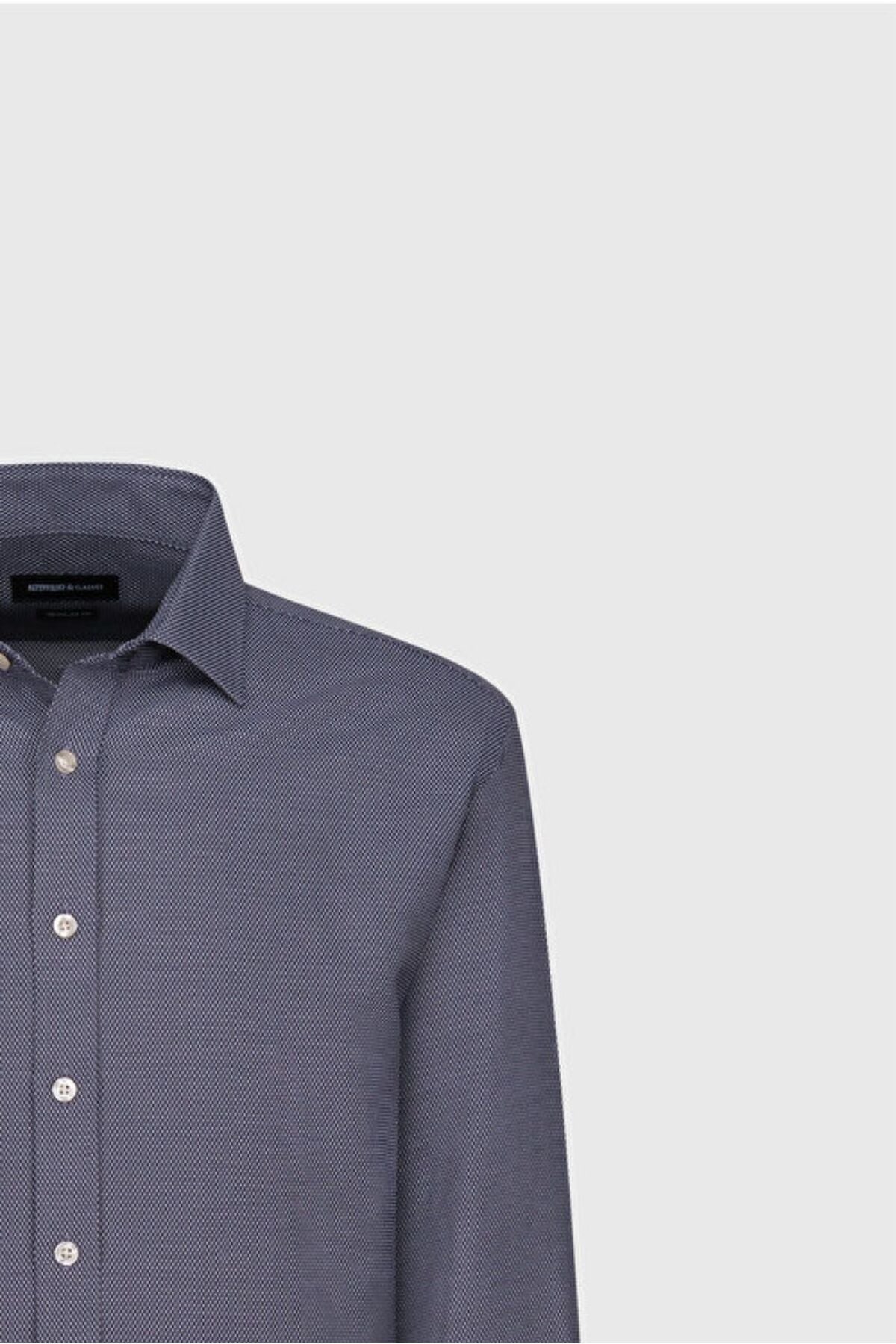 Cotton Oxford Regular Fit Casual Cut Classic Collar Amesty Navy Blue Shirt