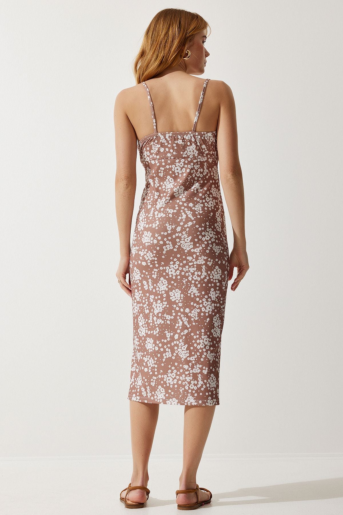 Female mink flower ripped summer knitted dress CI00029