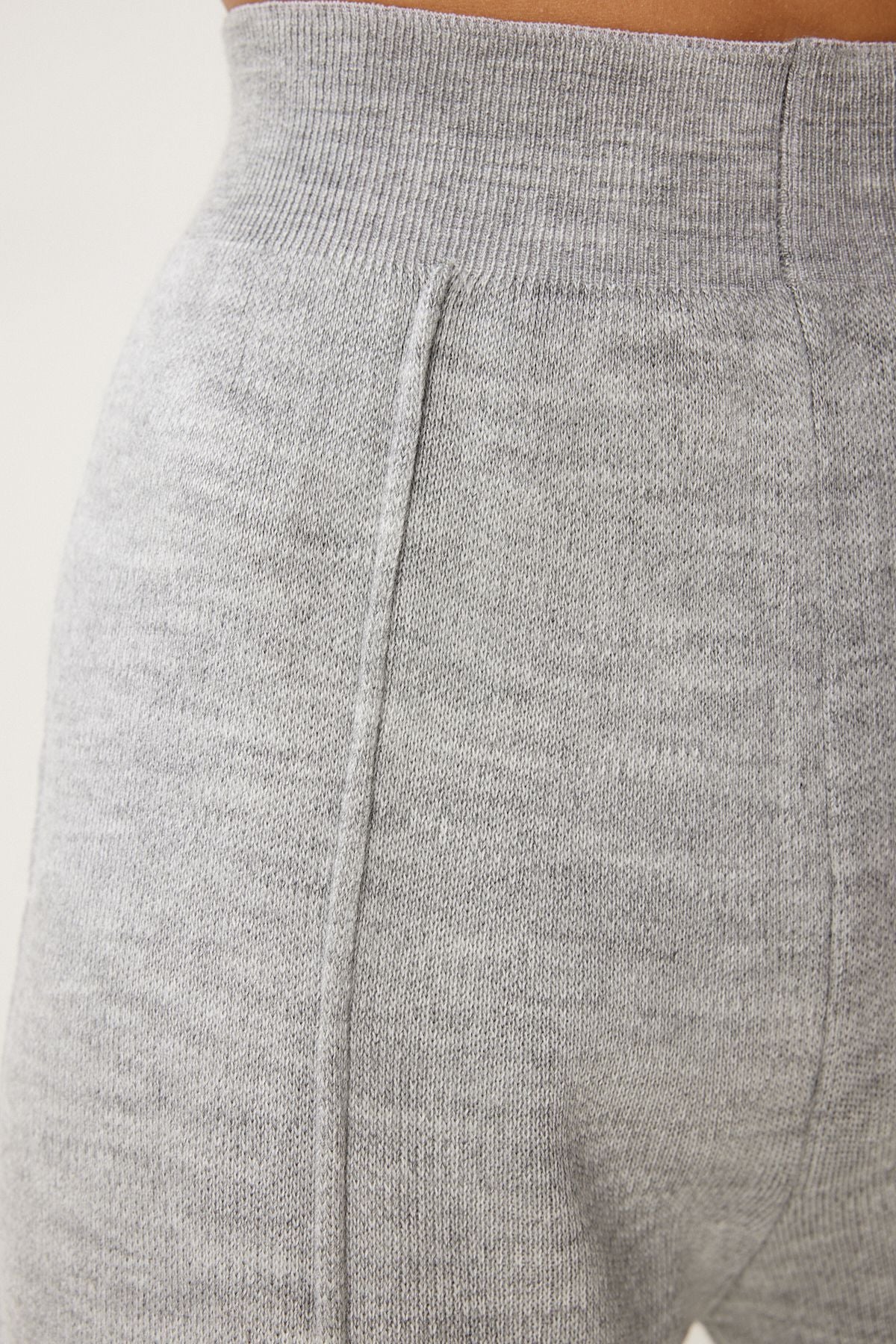 Woman Light Gray Stylish Knitwear Cossack Pants Set Mu00012