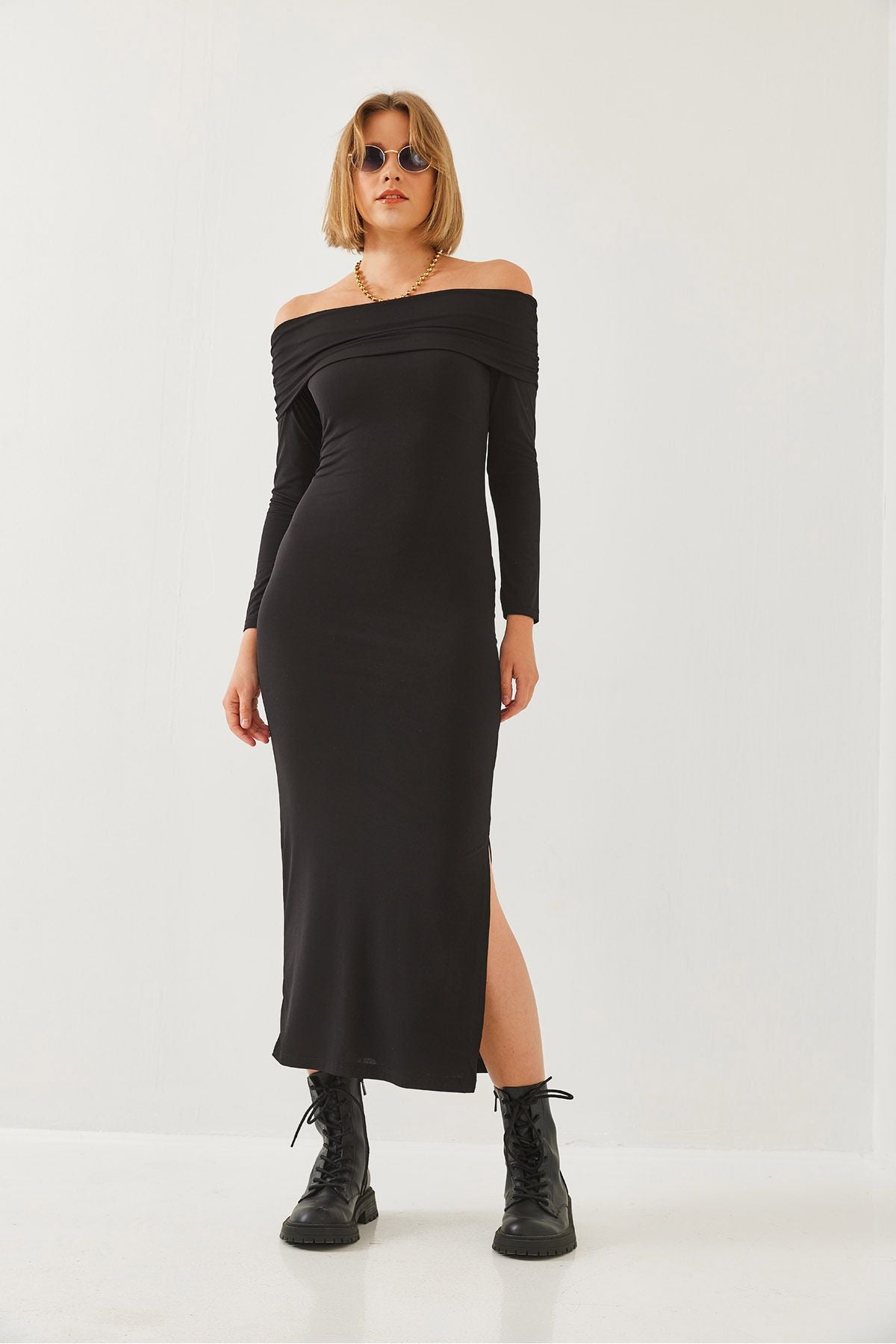 Woman Madonna collar Long Dress 374 60351137