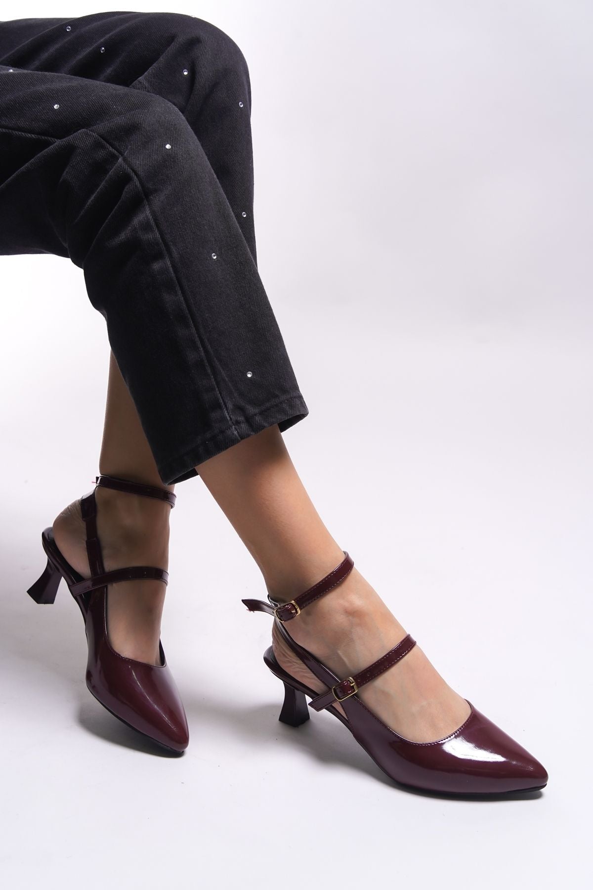 Sevlaith Women Heels Shoes 0012357 Bordeaux Patent Leather