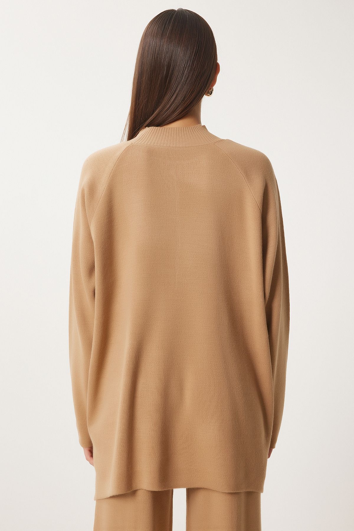 Female mink color stylish knitwear sweater pants set