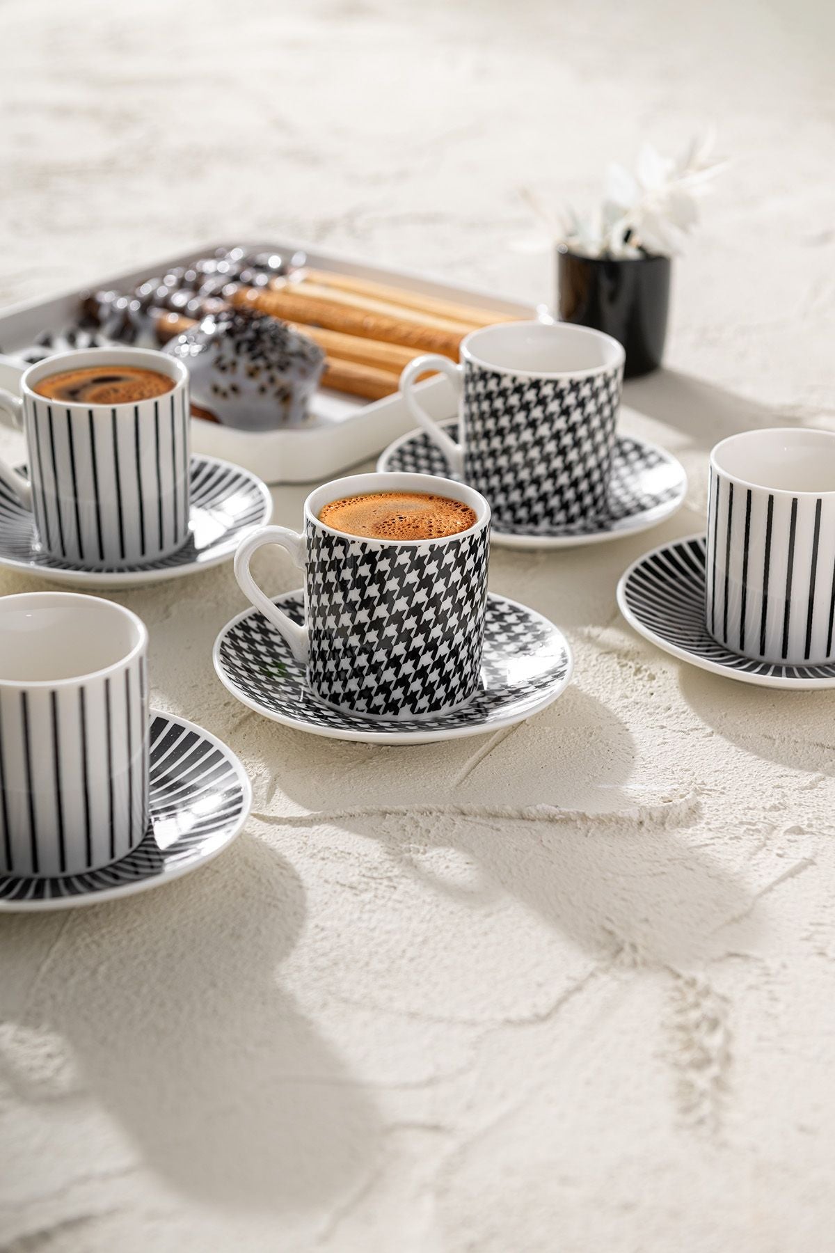 Fernanda New Bone for 6 people coffee cup set 90 ml black