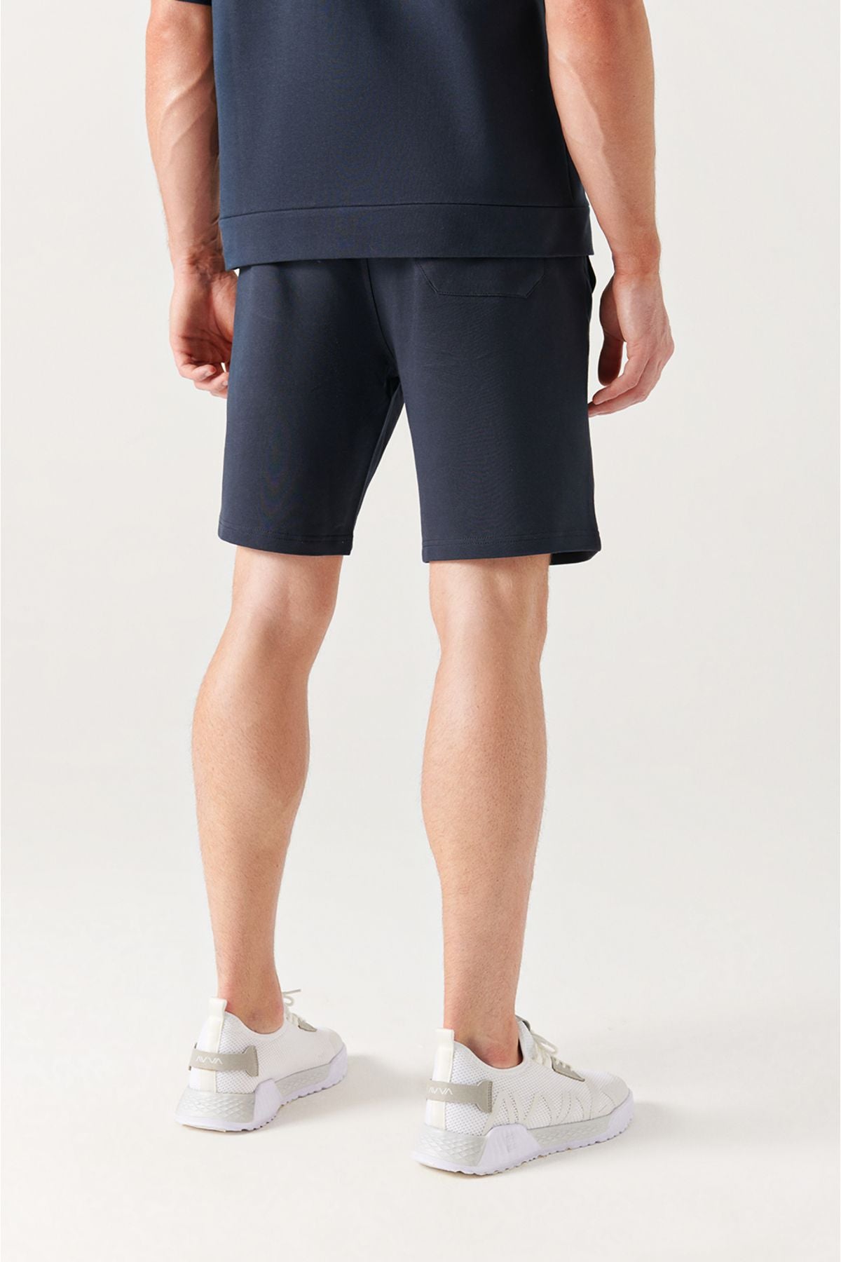 Men's Navy Blue Daily Sports Shorts with Side Pocket Knitted Cotton 2 Thread Relaxed Fit E003602