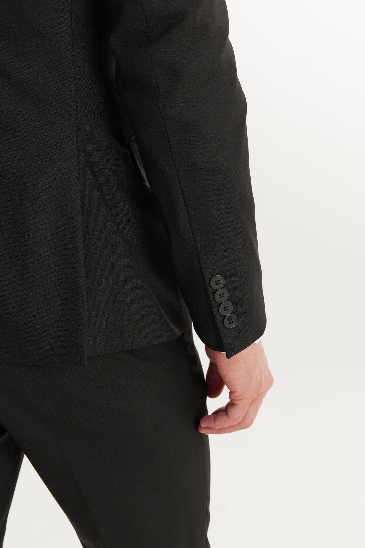 Men's Black Slim Fit Narrow Cut Swallow Cover Cep Cep Wit with Vest Suit