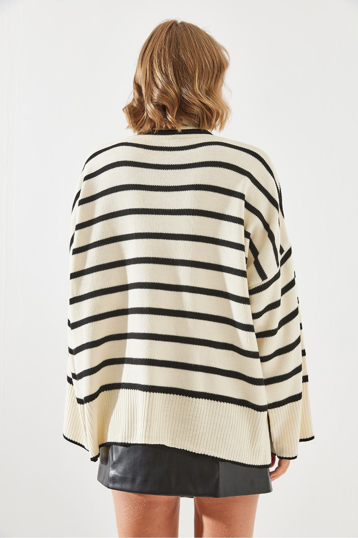 WOMEN'S striped turtleneck knitwear sweater 20221002