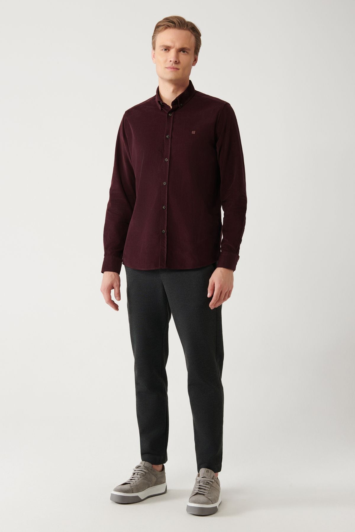 Men's Bordeaux Wick Velvet 100 %Cotton Shirt B002032