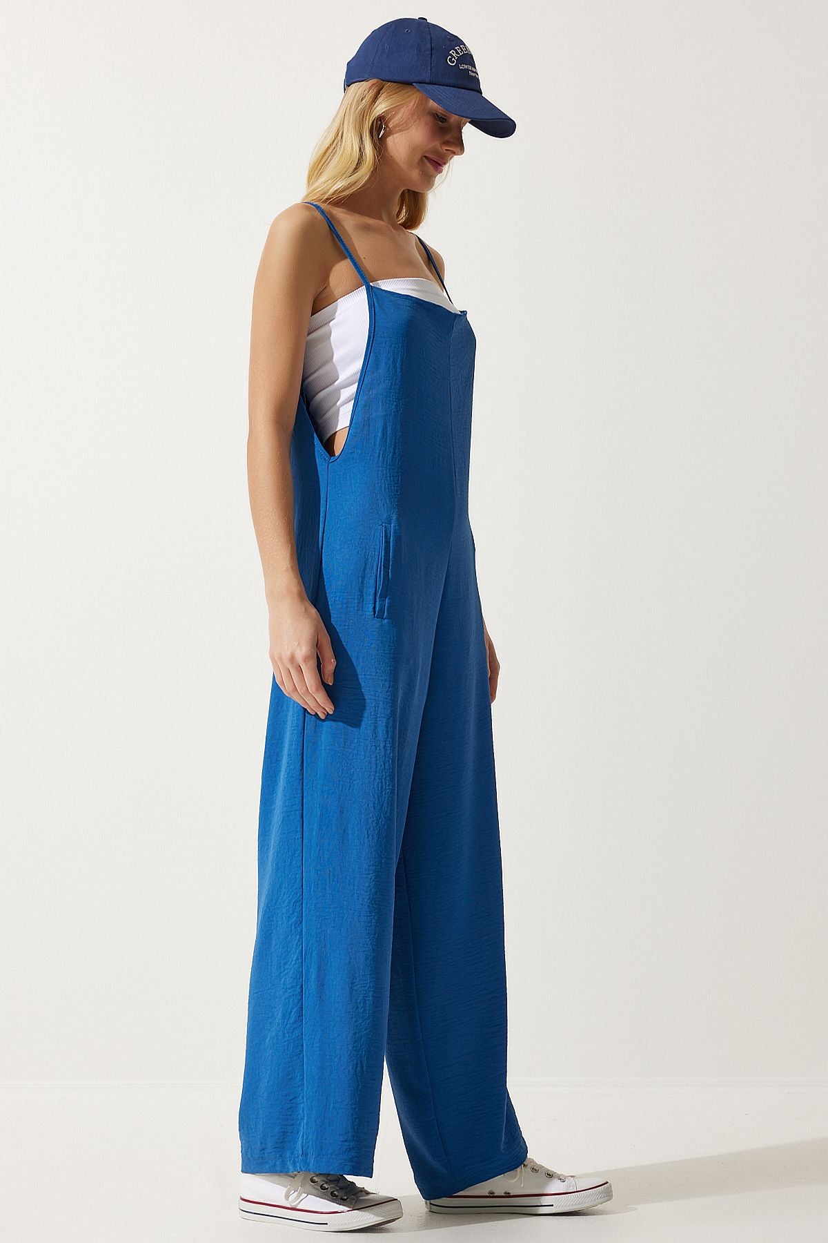 Women's Blue Hanger Shabby Knitting Salopet Tulum BF00095