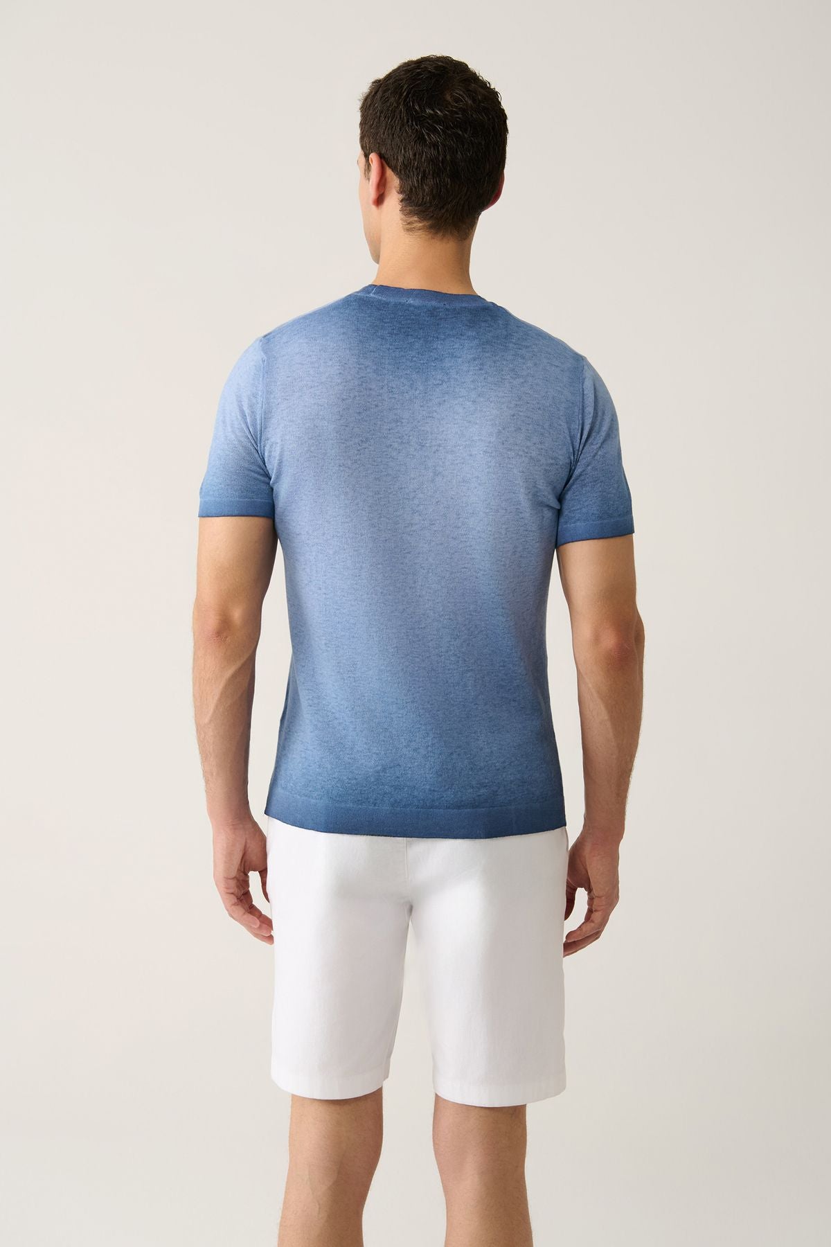 Men's Indigo Bicycle Yaka Paint Effective knitwear T-shirt A41y5115