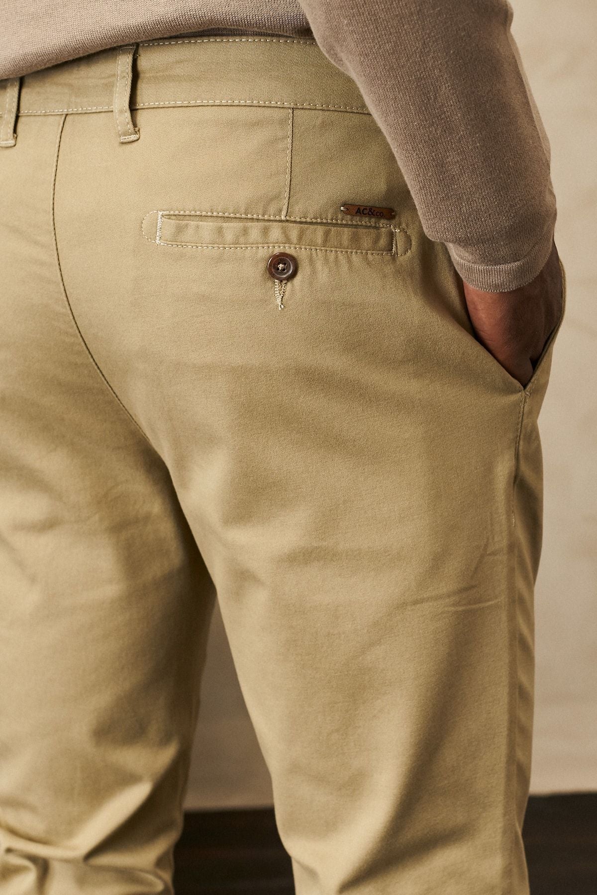 Men's Beige Slim Fit Narrow Cut Flexible Chino Pants
