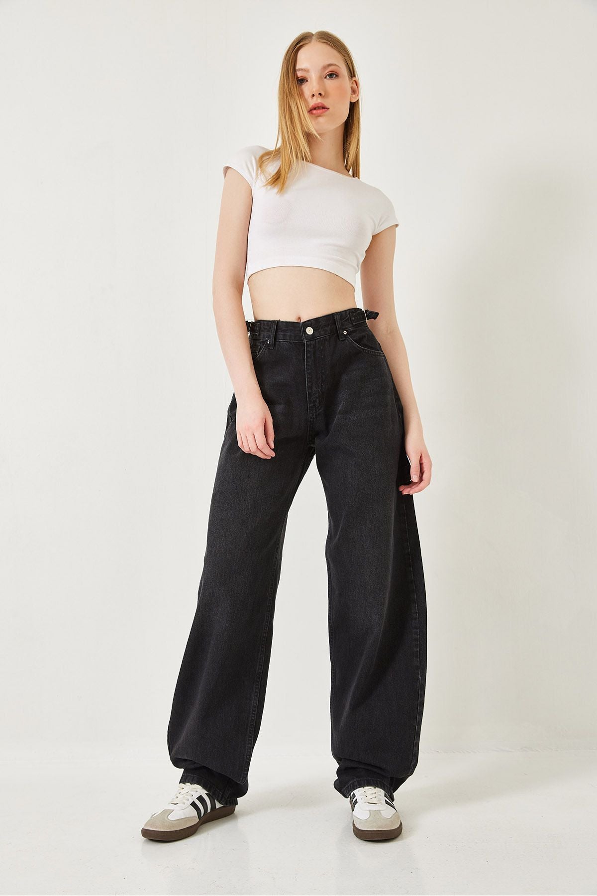 Women's Side Apolele Baggy denim pants 390-ykm 60261306