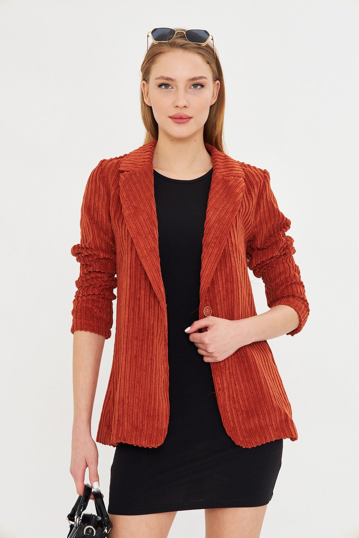 Women's Tile Single button Velvet Jacket ARM-25K001108