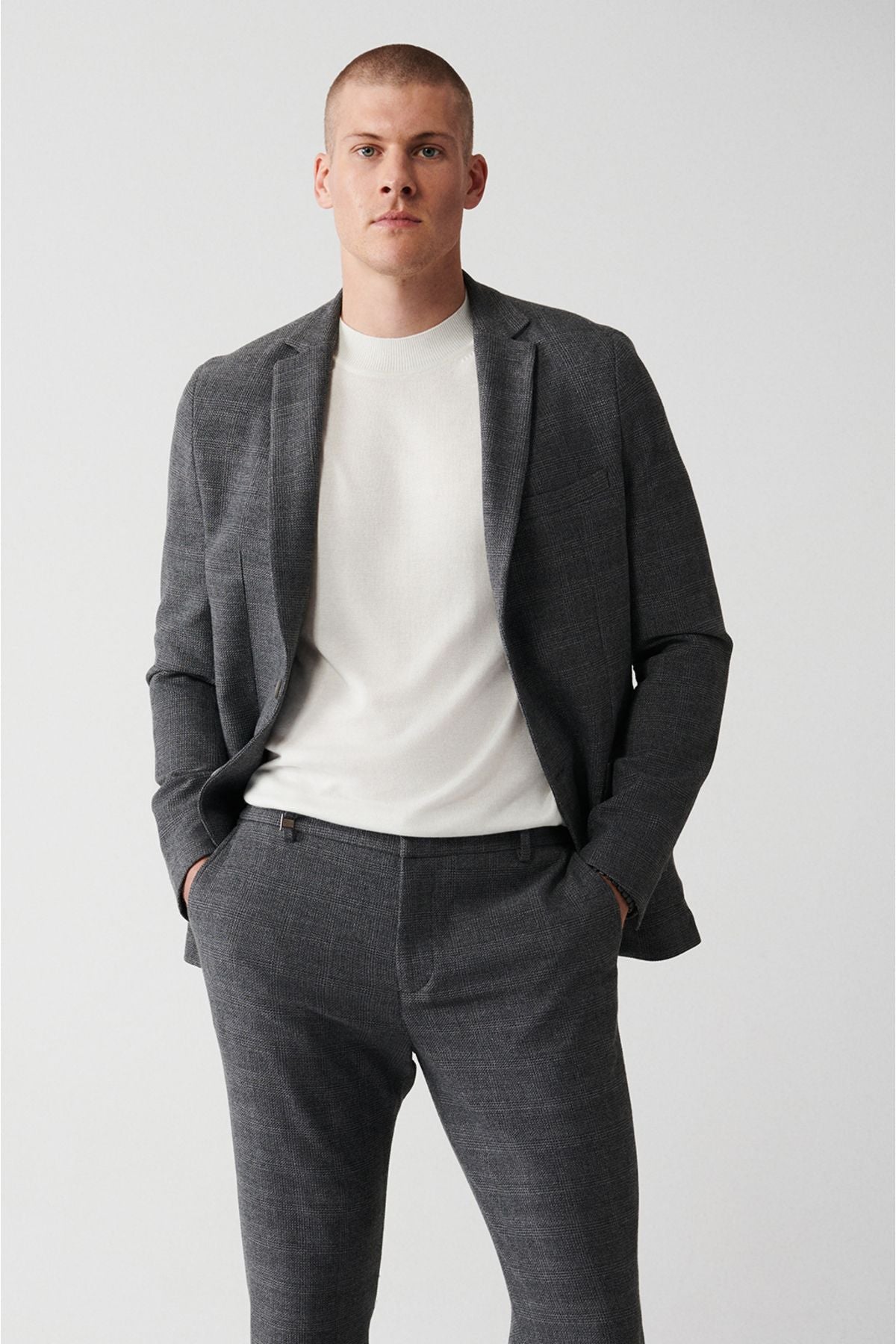 Men's gray 360 degree flexible double slit jacket A32Y4051