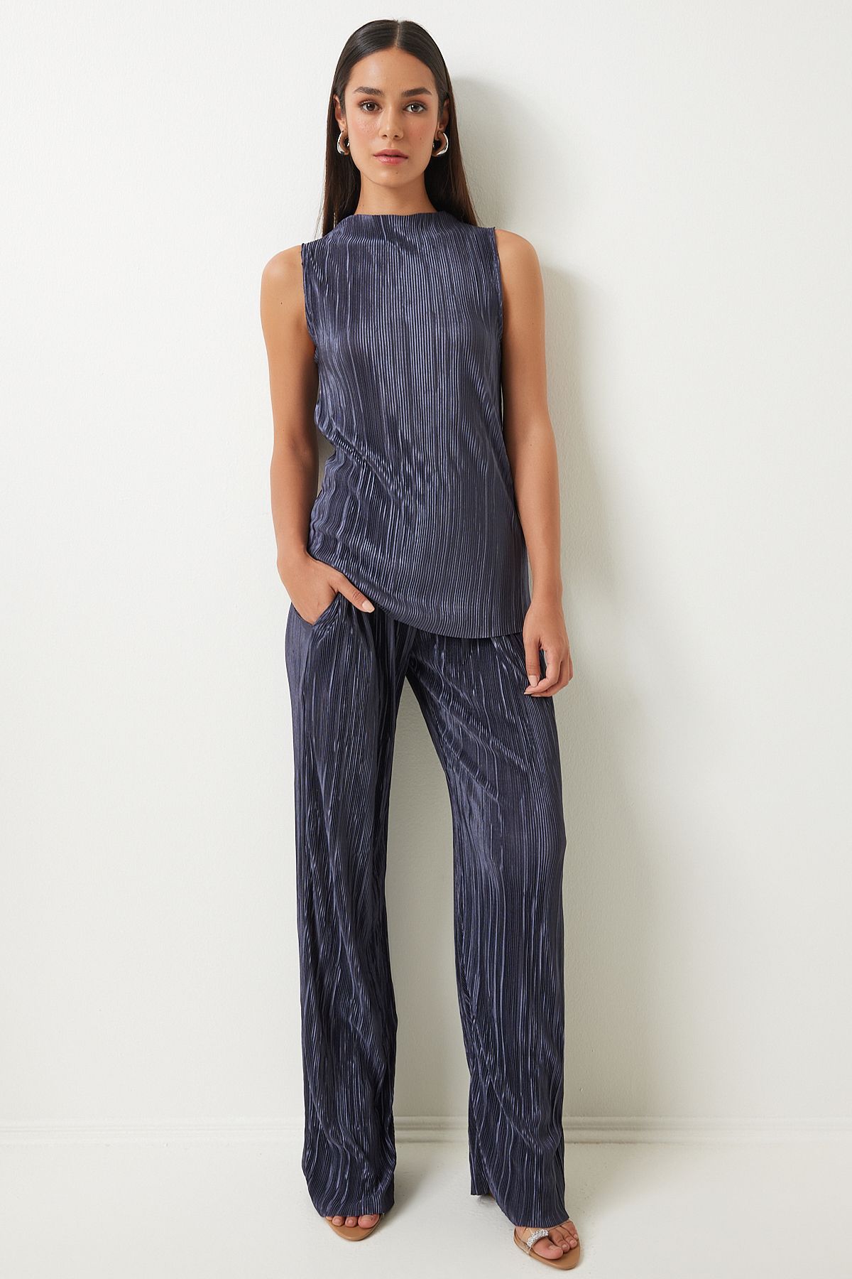 WOMEN'S ARRASSİT PILISE SLEEFS BLZZO PALAZZO Pants Set FN03192