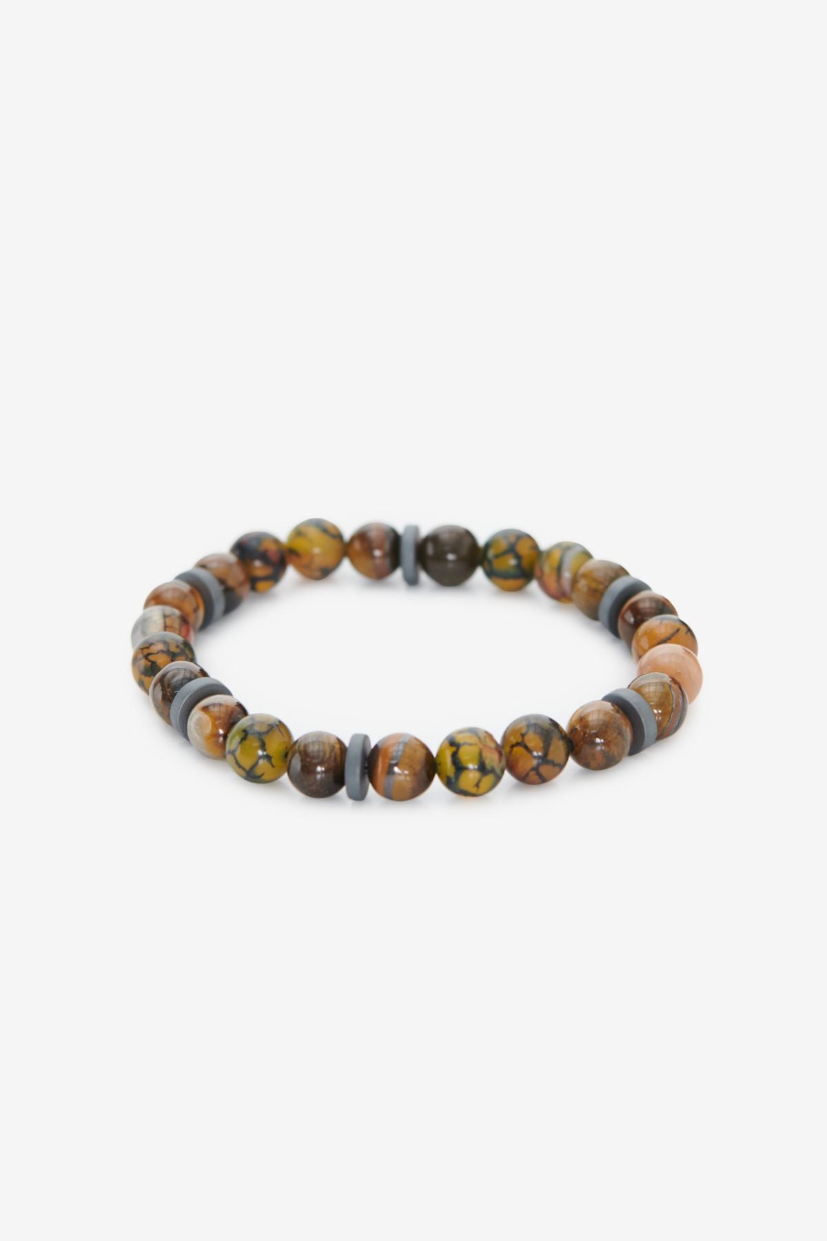 Men's anthracite natural stone bead bracelet