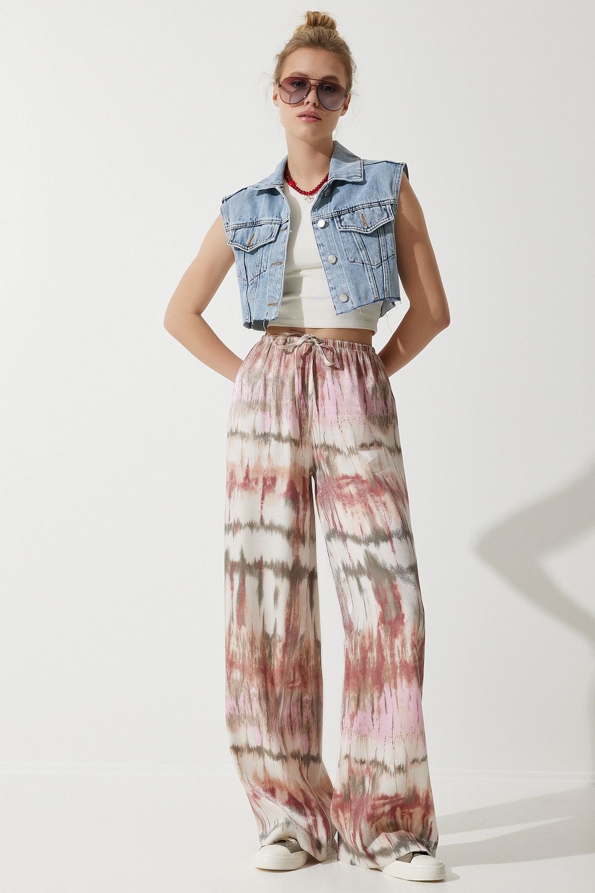 Woman pink silky premium palazzo pants ul00020