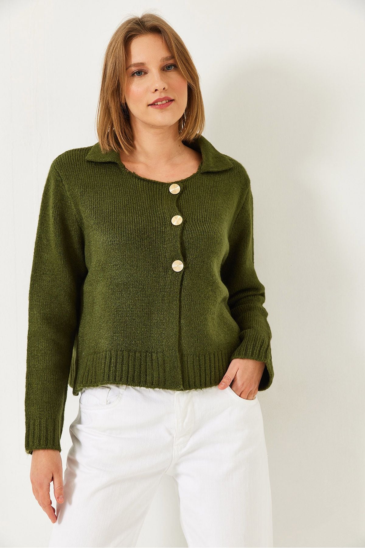 WOMEN'S THREE S button Triko Cardigan 241110