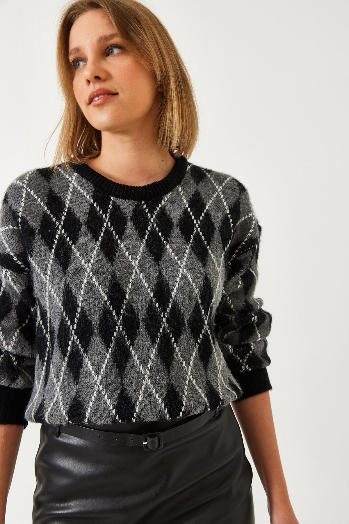 Women's Checkered Patterned Knitwear Sweater 60351320