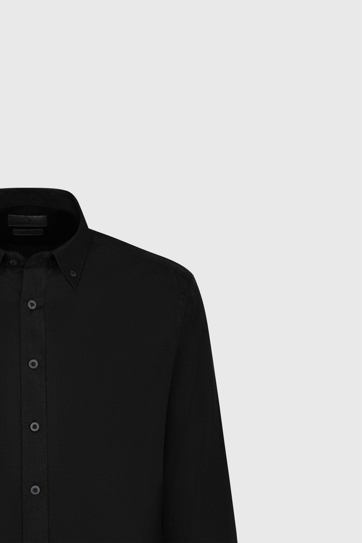 Men's Black Comfort Fit comfortable cut 100 %linen buttoned collar shirt