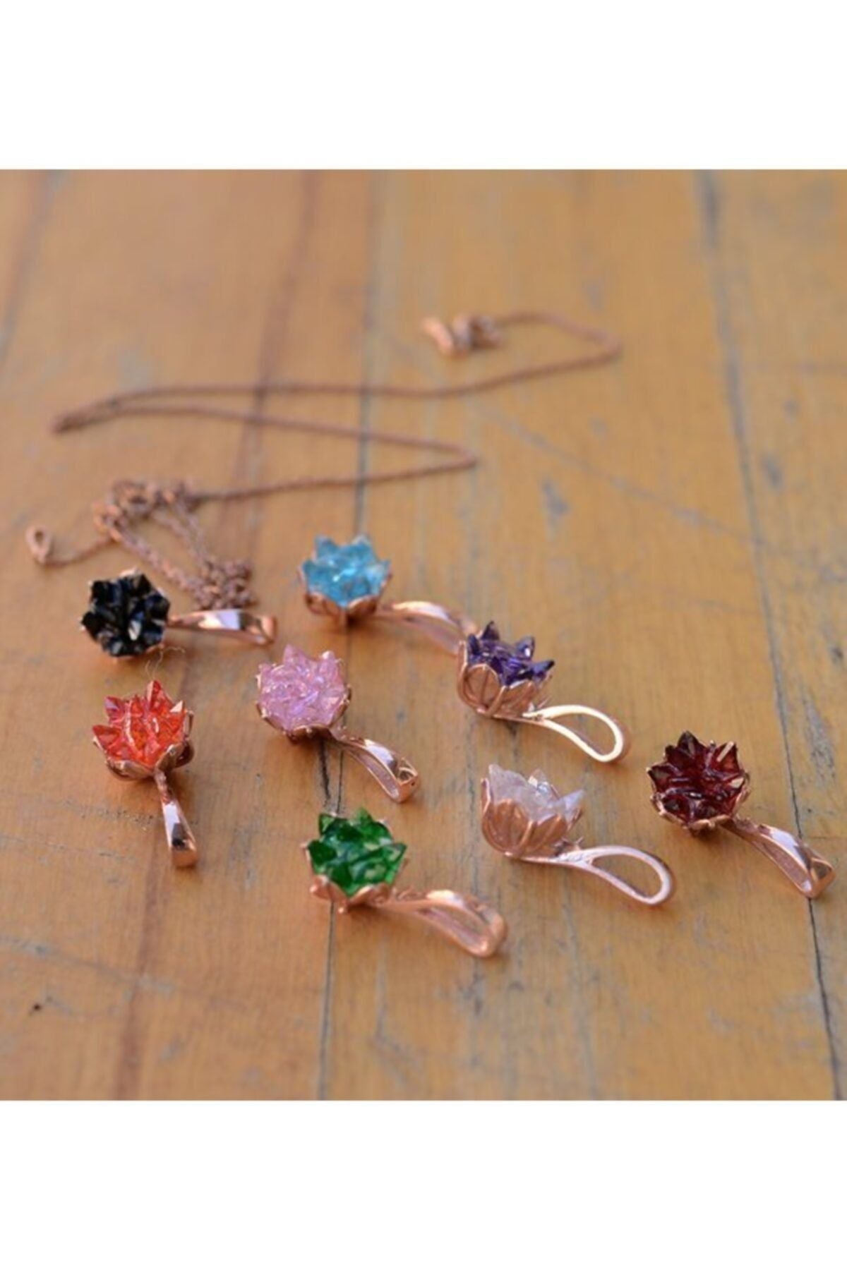 Purple Lotus Flower 14 K Rose Gold Plated Women Necklace