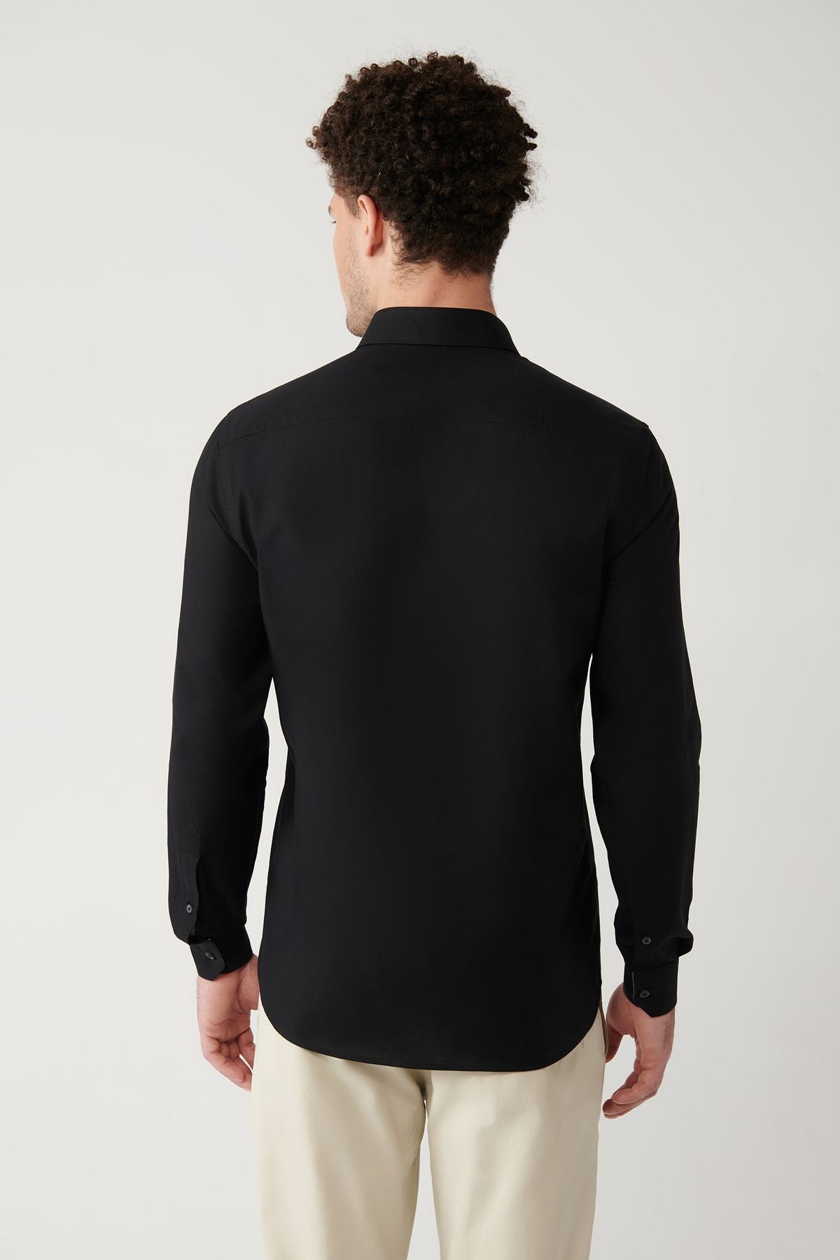 Men's black button collar 100 %cotton oxford shirt B002034