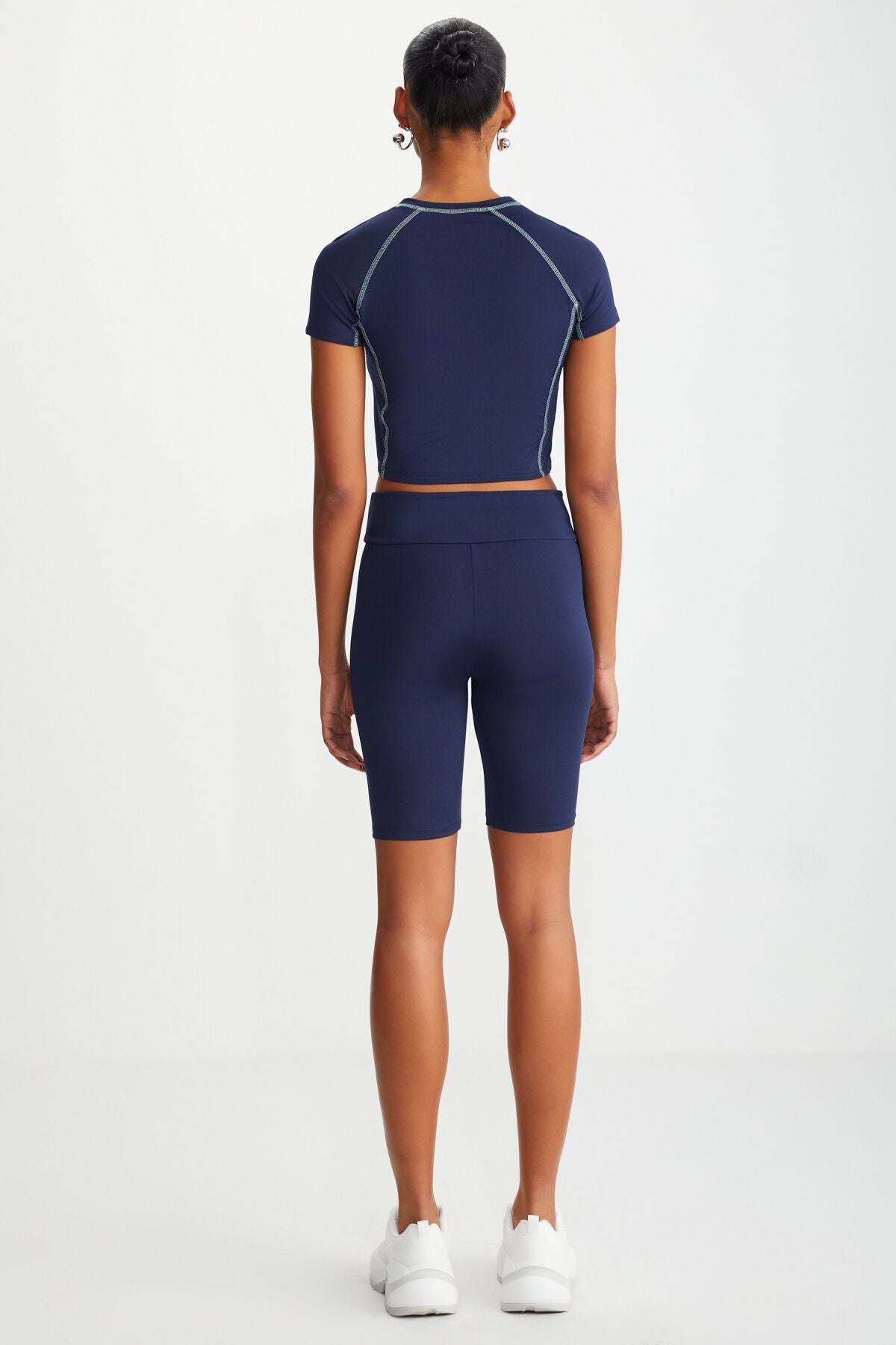 Roman Women's Bike Cyprus Pre -printed sporty Crop navy blue bustier