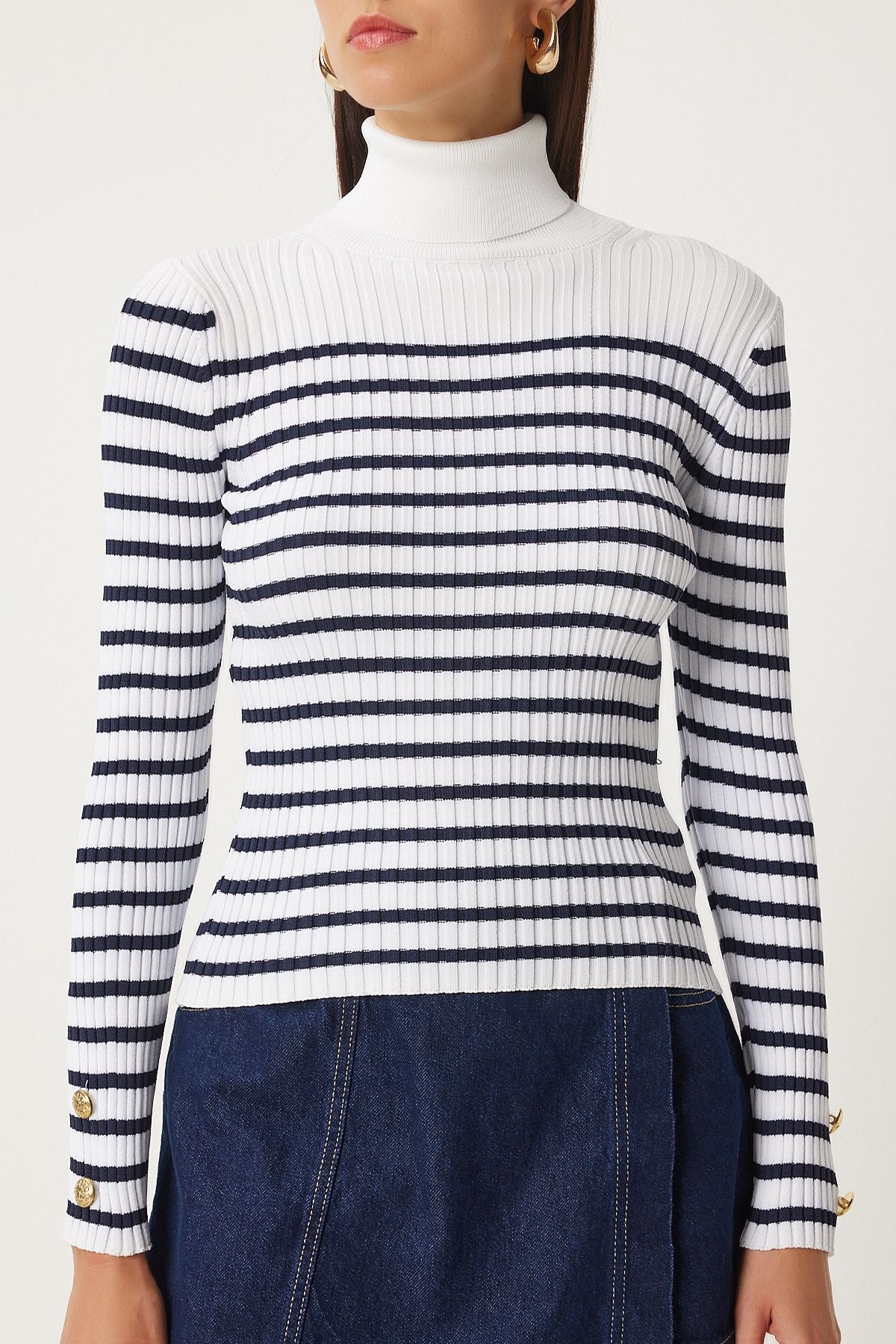 WOMEN ECRU NACTERY FISHER FISHER NEXT -striped seasonal knitwear sweater FN03358