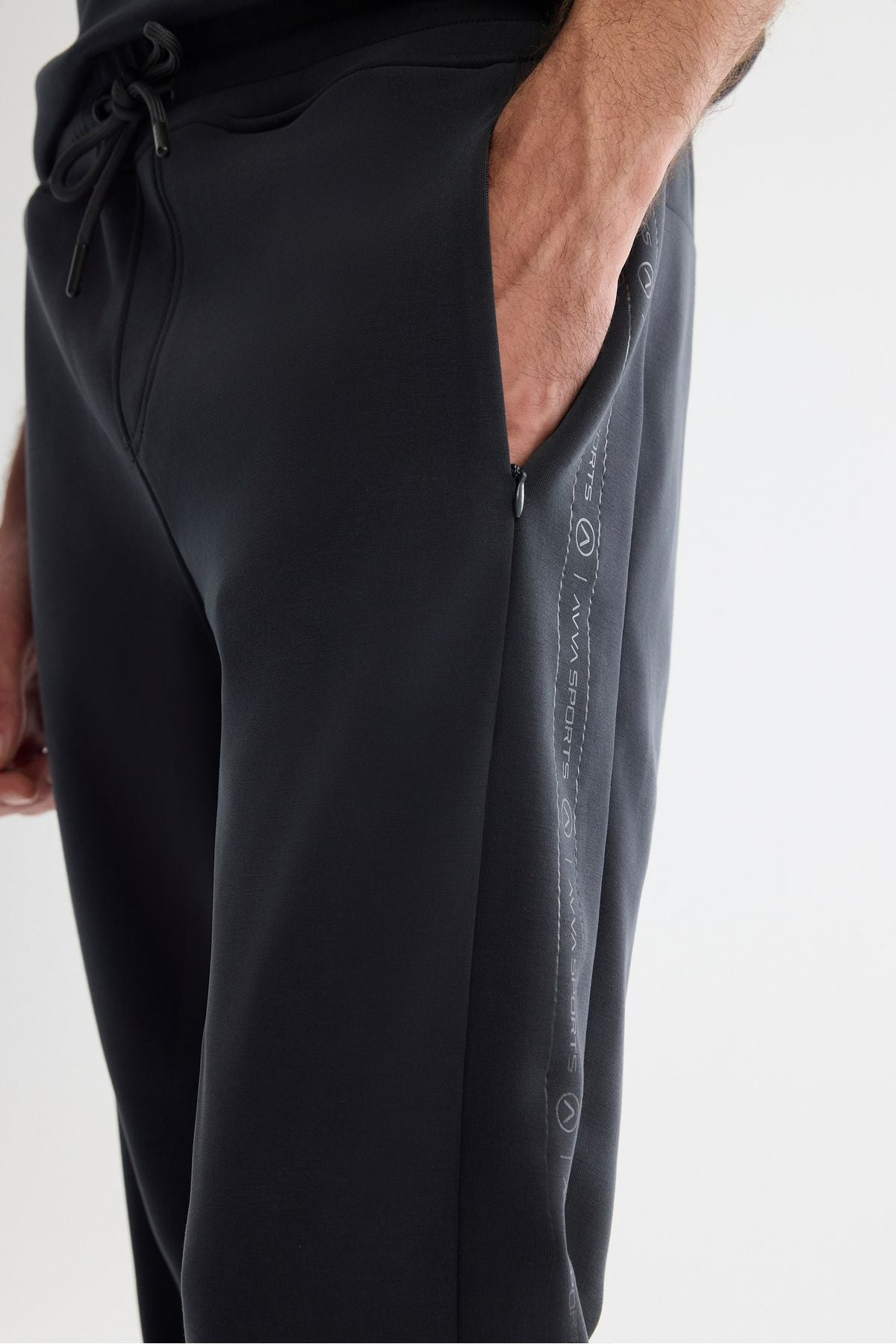 Men's anthracite waist elastan tracksuits with rubber elasttan six A42y3417