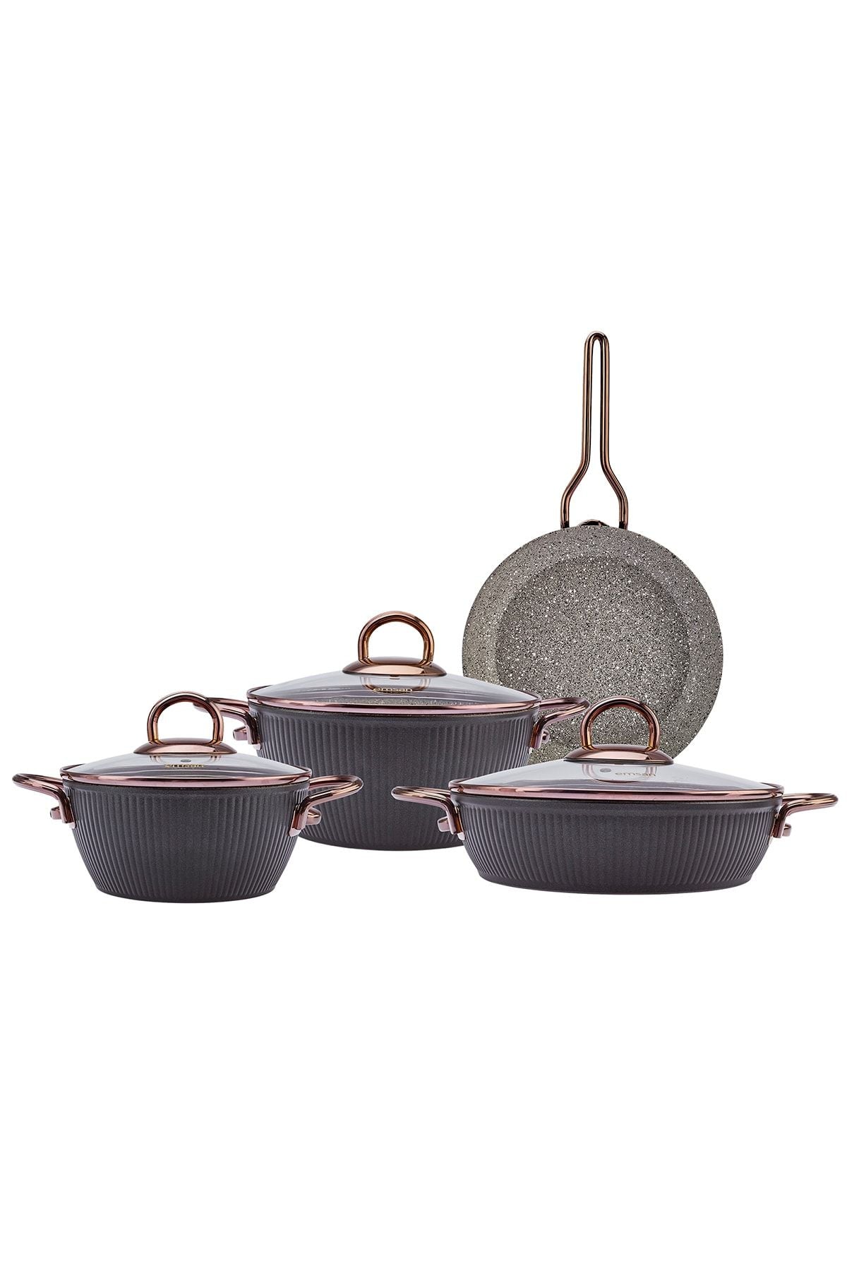 Line 7 Piece Granite Cookware Set New Black Rose