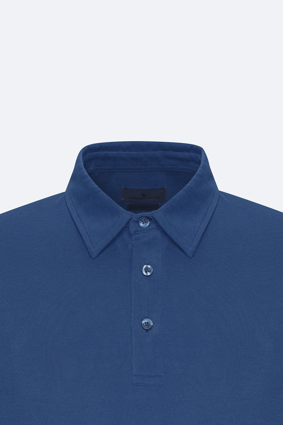 Men's indigo slim fit narrow cut polo collar t -shirt