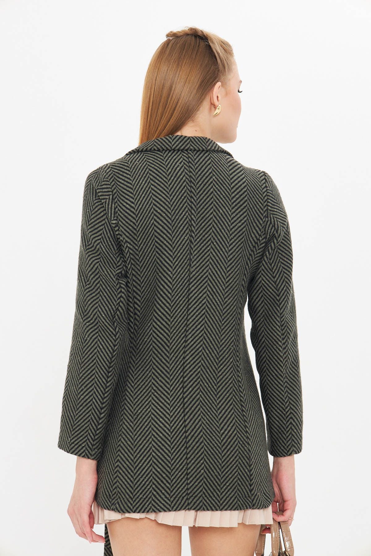 Women's Khaki side-on-the-bonding fish back pattern stamp jacket ARM-25K001074