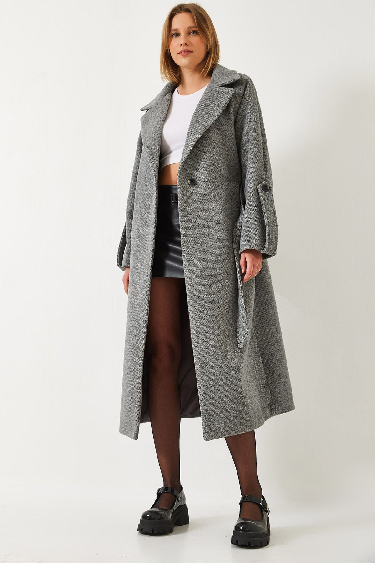 Female Arm Detailed Beded Stamp Coat 60261243