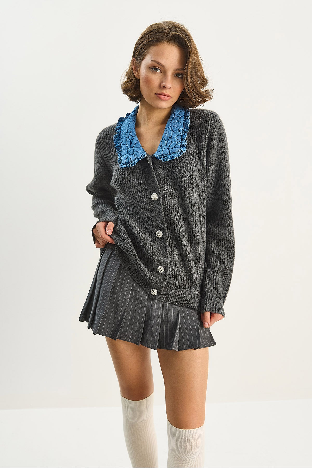 Women's Collar Detailed Knitwear Cardigan TH241105 60283692